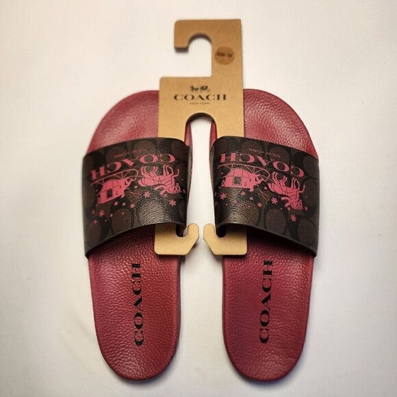 Coach Uli Sport Slide Signature Canvas With Horse And Carriage Women’s Size 10 - Picture 1 of 2